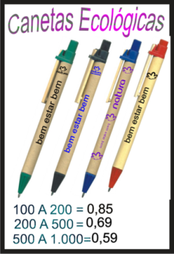 canetas ecológicas, canetas personalizadas, canetas promocional